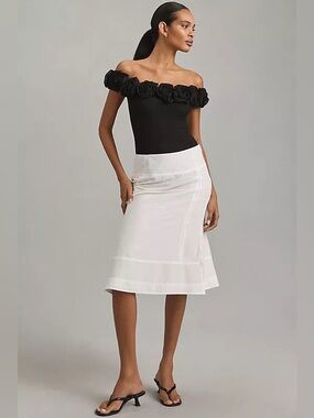 AFRM Black Off-Shoulder Rose Solange Bodysuit Size S